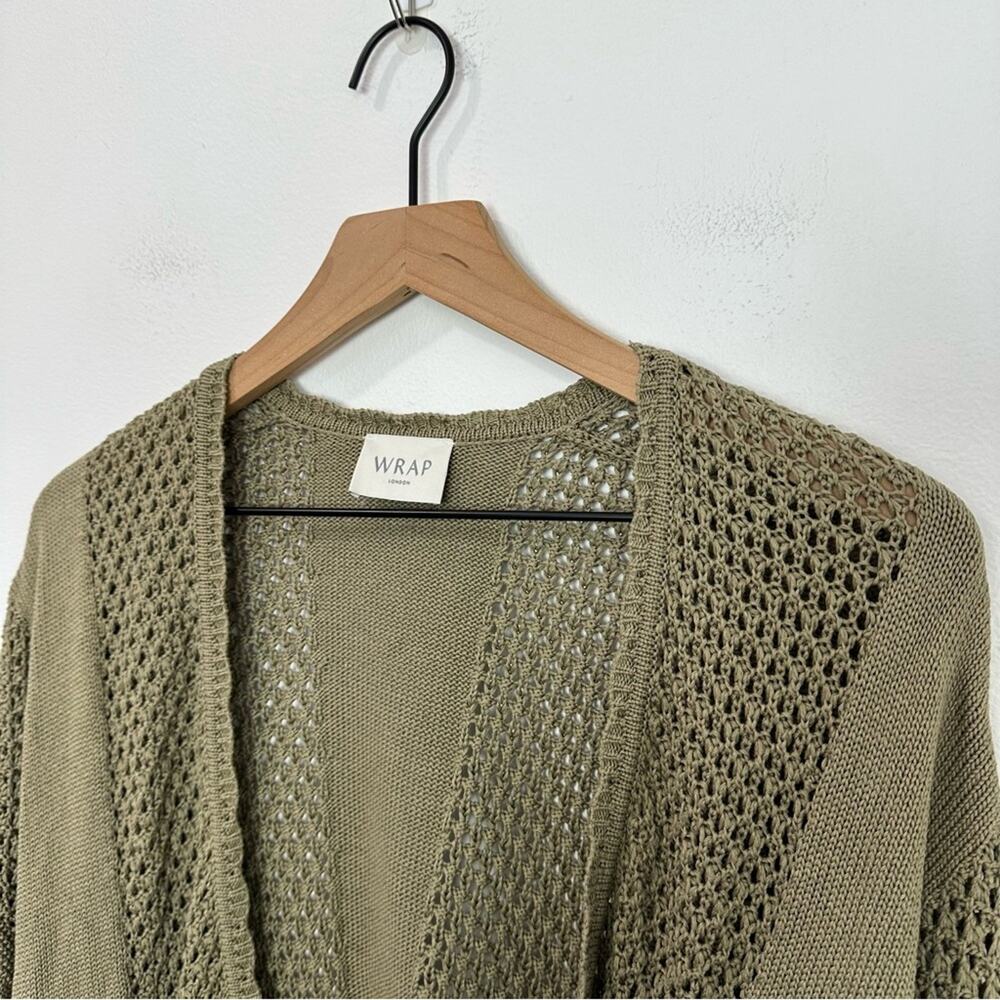 Wrap London Open Front Knit Cardigan Olive Green size 10 - Picture 3 of 6